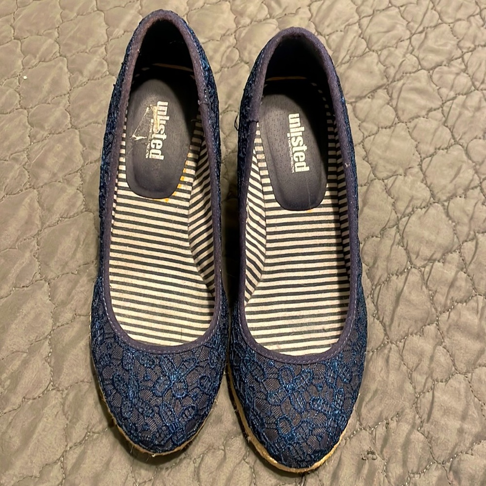 Blue lace wedges